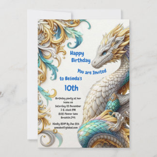 Invitación Moda elegante nadar en oro, Dragón juguetón platea