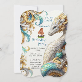 Invitación Moda elegante nadar en oro, Dragón juguetón platea