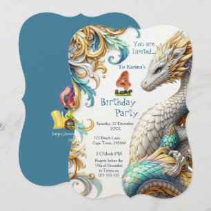 Invitación Moda elegante nadar en oro, Dragón juguetón platea