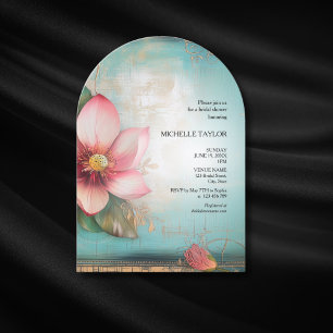 Invitación Moda elegante novia india rosa Lotus floral