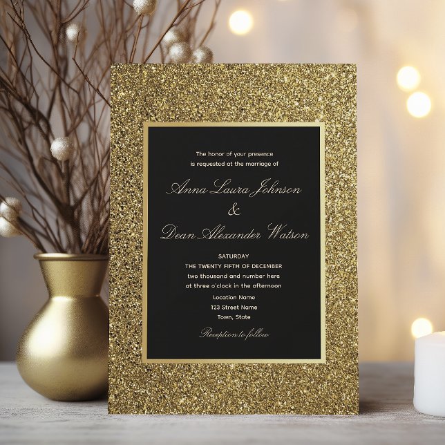 Invitación Moda Elegante Oro y Boda Negro (Subido por el creador)