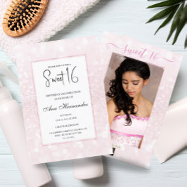 Invitación moda elegante purpurina rosa Rubor Sweet 16