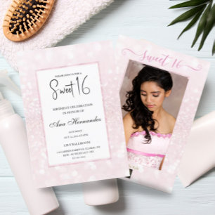 Invitación moda elegante purpurina rosa Rubor Sweet 16