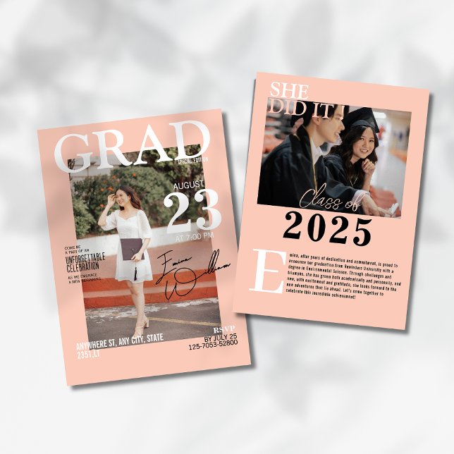 Invitación Moda elegante revista fotográfica de graduación (Subido por el creador)