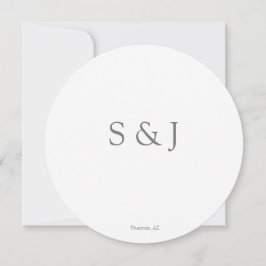 Invitación Moda Elegante Sencillo Círculo Blanco y Gris Minim