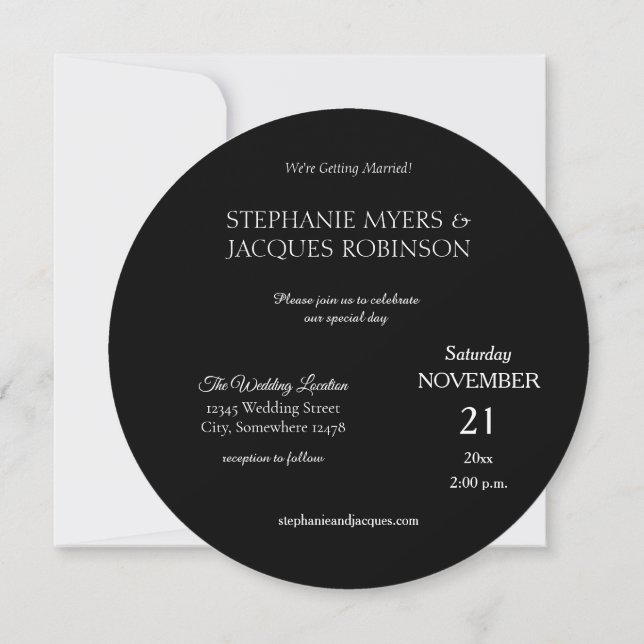 Invitación Moda Elegante Simple Negro Moderno Círculo Minimal (Reverso)
