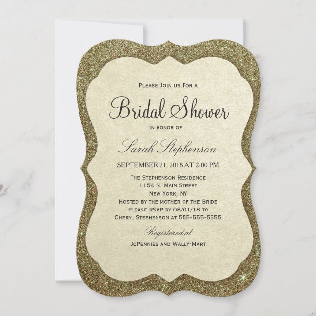 Invitación Moda Elegante Sparkly Faux Gold Purpurina (Anverso)