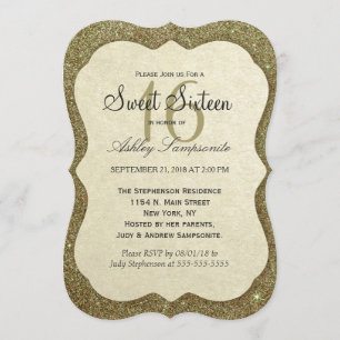 Invitación Moda Elegante Sparkly Faux Gold Purpurina