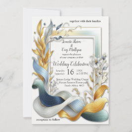 Invitación Moda Elegante Swirls en oro, plata, azul, amarillo