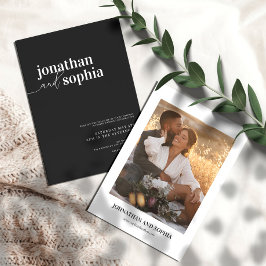 Invitación Moda elegante tipografía Boda negro