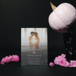 Invitación Moda Elegante Wavy Black Abstract Photo Boda