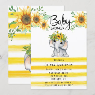 Invitación Moda Elephant Chica Baby Shower Invitatio
