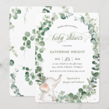 Moda Elephant Greenery Género Baby Shower neutral