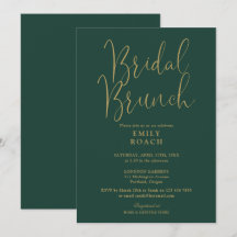 Moda Emerald Green Gold Script Bridal Bunch Shower