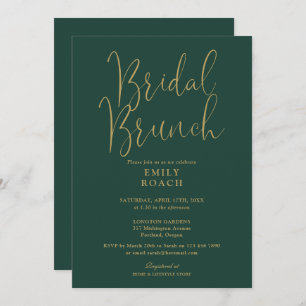 Invitación Moda Emerald Green Gold Script Bridal Bunch Shower