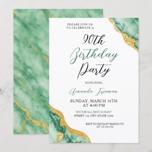 Invitación Moda Emerald Green y Oro 90 cumpleaños