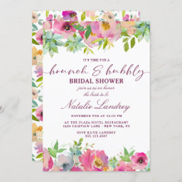 Invitación Moda en flor: Brunch rosa y ducha de novia burbuje