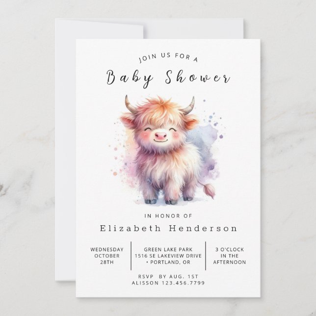 Invitación Moda en línea Baby Shower de vaca moderna (Anverso)