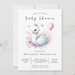 Invitación Moda en línea Swan Baby Shower