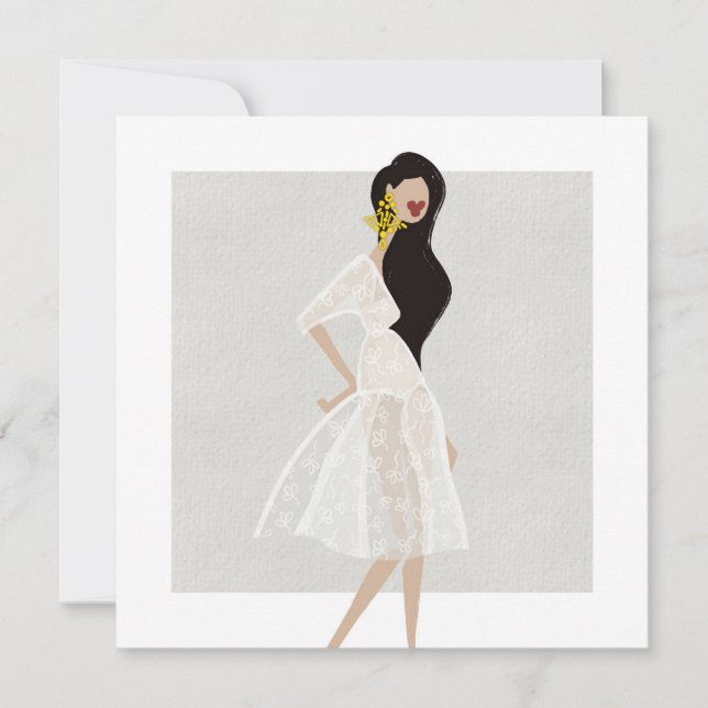 Invitación Moda en un Ilustracion de moda de vestir blanco (Anverso)