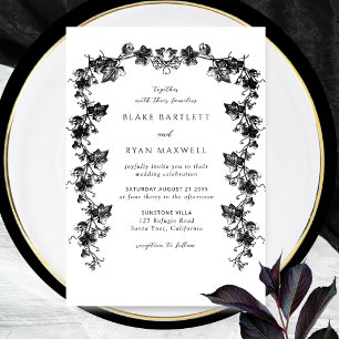 Invitación Moda Encantadora Boda de los Jardín Botánico Negro