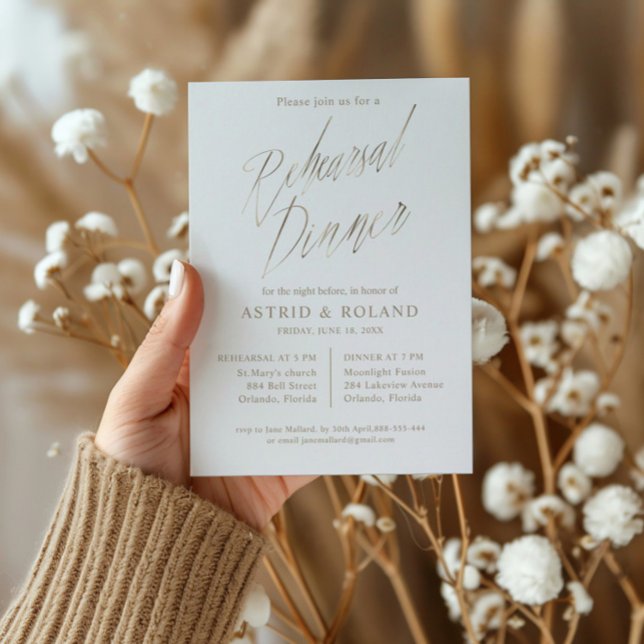 Invitación Moda Ensayo Cena Relieve metalizado dorado Faux Ca (Subido por el creador)