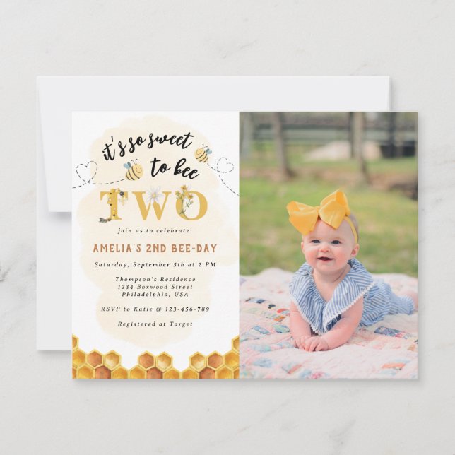 Invitación Moda Es tan dulce ser Dos cumpleaños. Foto (Anverso)