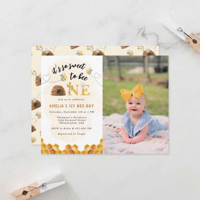 Invitación Moda Es tan dulce ser Un primer cumpleaños. Foto (Anverso/Reverso In Situ)