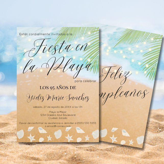 Invitación Moda española Sandy Beach Palm 95ª fiesta de cumpl (Subido por el creador)
