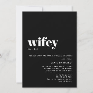 Invitación Moda Esposa Negra y Blanca para ser ducha nupcial