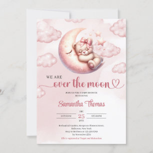 Invitación Moda estamos sobre la luna chica Baby Shower