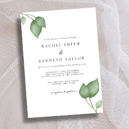 Invitación Moda Eucalipto Boda Minimalista blanco y negro