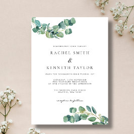 Invitación Moda Eucalipto Boda Minimalista blanco y negro