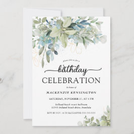 Invitación Moda Eucalyptus Greenery Celebración del Cumpleaño