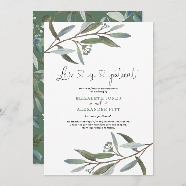 Invitación Moda Eucalyptus Greenery El amor es Boda del pacie (Anverso / Reverso)