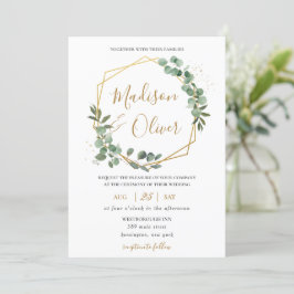 Invitación Moda Eucalyptus Greenery Gold Boda Geométrico