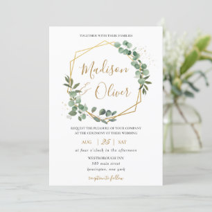 Invitación Moda Eucalyptus Greenery Gold Boda Geométrico