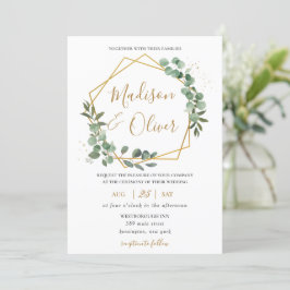 Invitación Moda Eucalyptus Greenery Gold Boda Geométrico