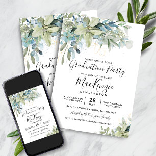 Invitación Moda Eucalyptus Greenery Graduation Party
