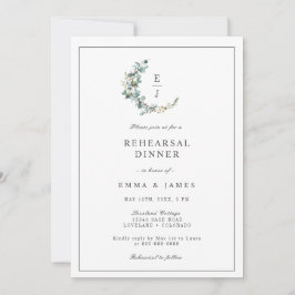 Invitación Moda Eucalyptus Monograma Ensayo de Wreath Cena I