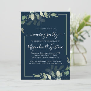 Invitación Moda Eucalyptus Navy Blue Wedding Recepción