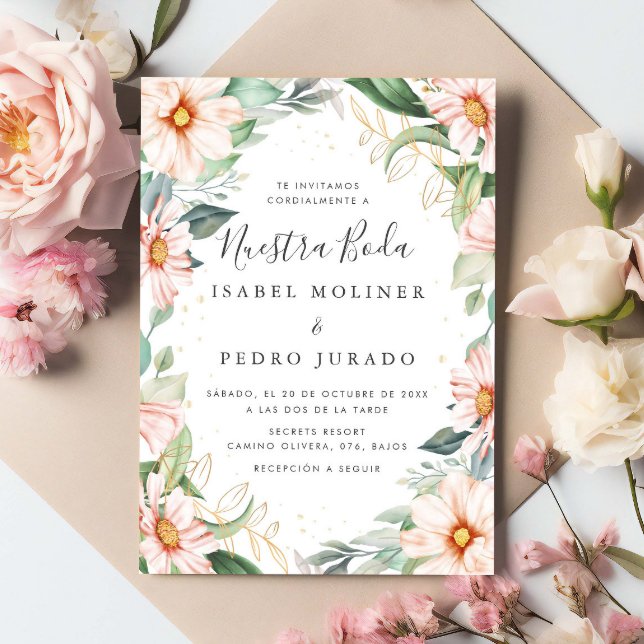 Invitación Moda Eucalyptus Peach Rosas Nuestra Boda Boda (Subido por el creador)