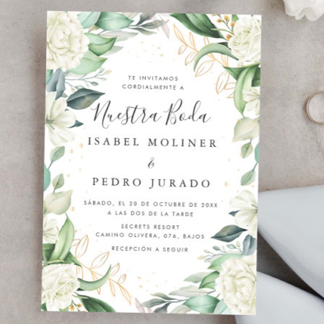 Invitación Moda Eucalyptus Rosas Blancas Nuestra Boda Boda (Subido por el creador)