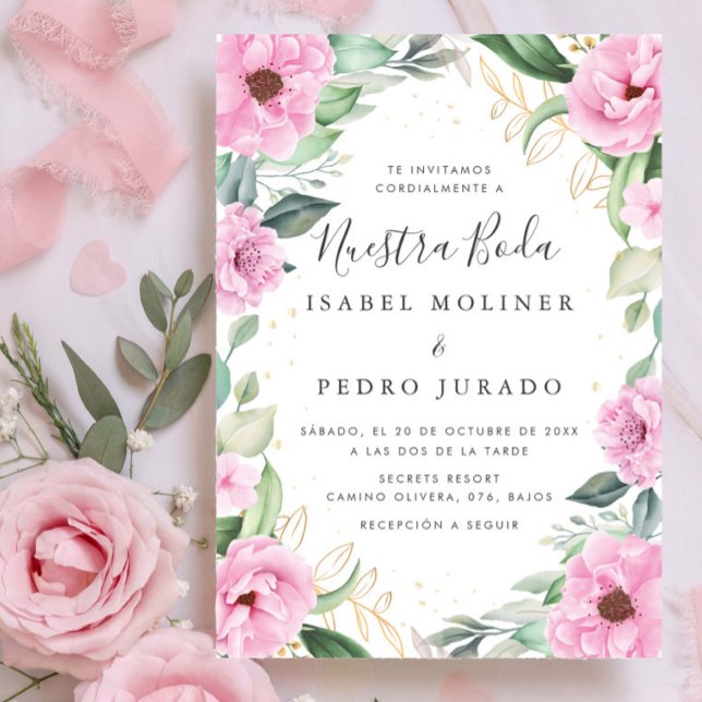 Invitación Moda Eucalyptus Roses rosadas Nuestra Boda Boda (Subido por el creador)