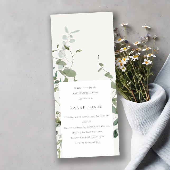 Invitación Moda Eucalyptus Watercolor Baby Shower (Subido por el creador)