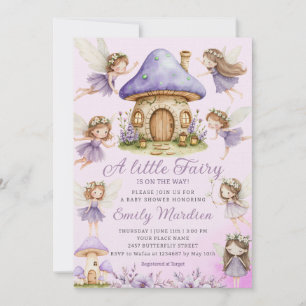 Invitación Moda Fairy Purple lindo Floral Garden Baby Shower