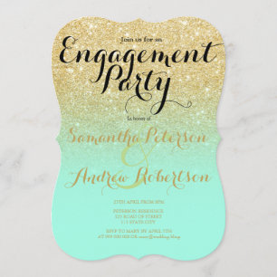 Invitación Moda falso purpurina de oro menta fiesta de compro
