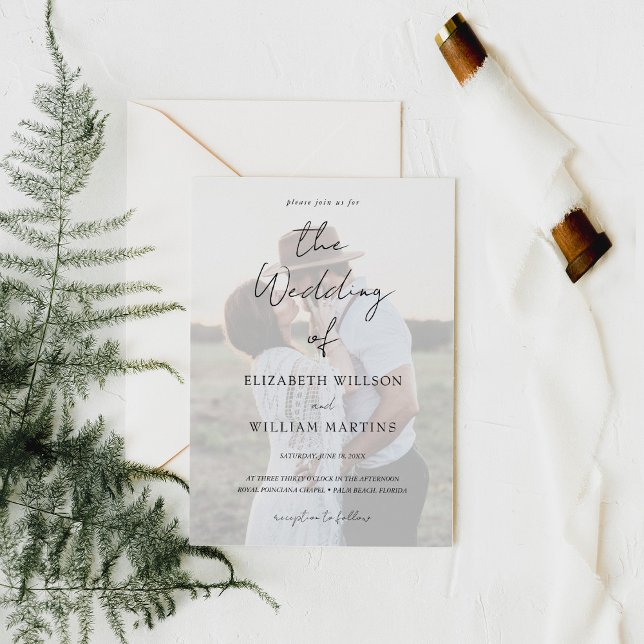 Invitación Moda Faux Vellum Efecto Boda de fotografía Código  (Subido por el creador)