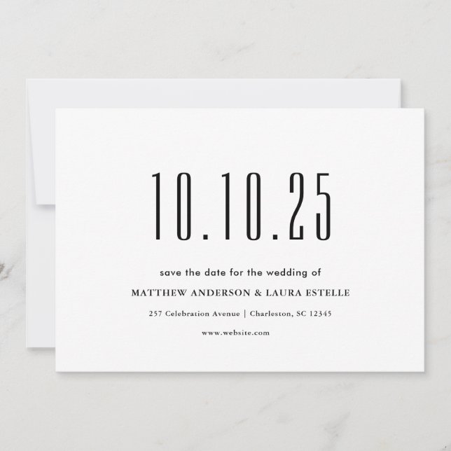Invitación Moda Fecha Boda No Foto Guardar La Fecha (Anverso)