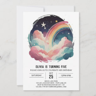 Invitación Moda Feliz Cumpleaños Chica de Nubes